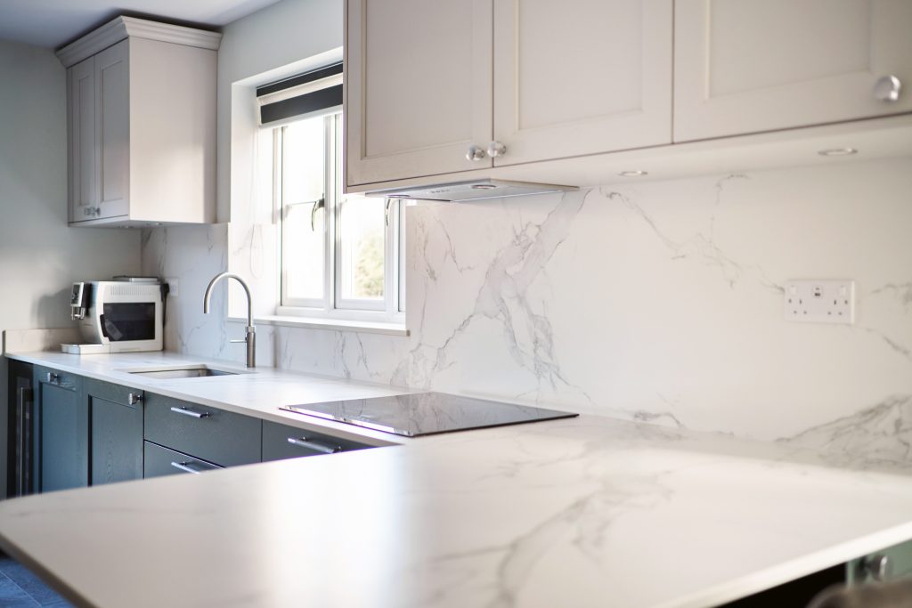 Quartz Kitchen Splashback with Matching Worktop